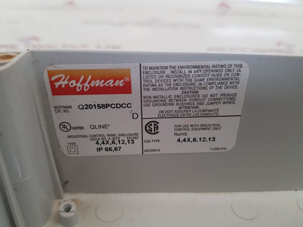 HOFFMAN Q20158PCDCC ENCLOSURE & TRANSFORMER