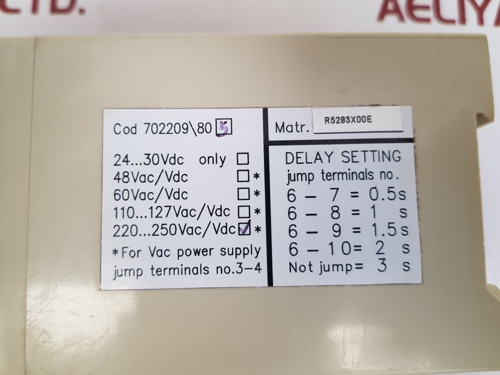 ABB SACE YU DELAY RELAY 702209/80 5