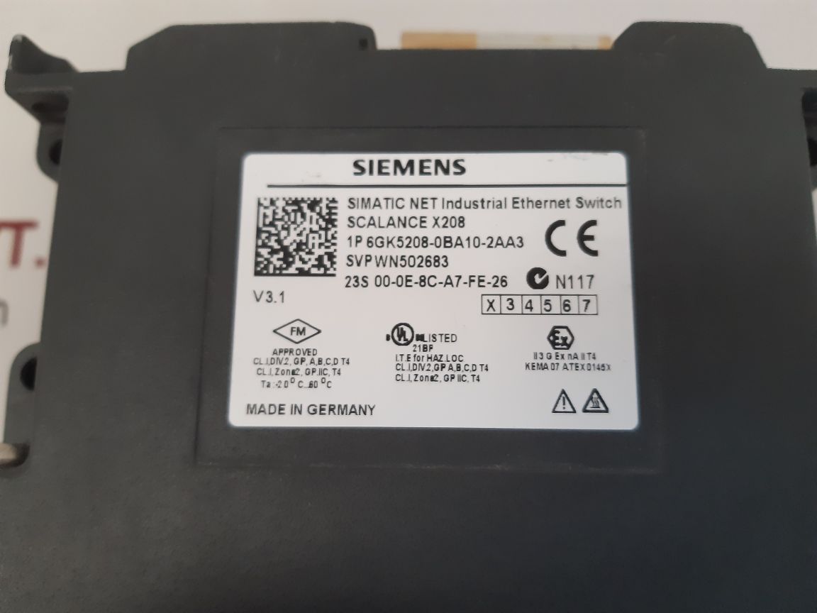 SIEMENS 1P 6GK5208-0BA10-2AA3 SIMATIC NET INDUSTRIAL ETHERNET SWITCH