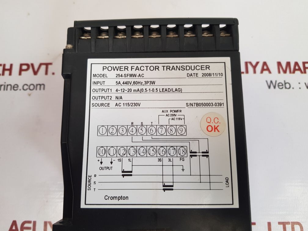 CROMPTON 254-SFMW-AC POWER FACTOR TRANSDUCER