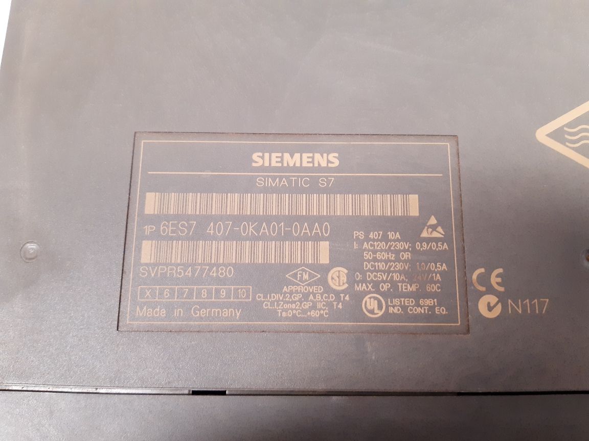 SIEMENS SIMATIC S7 407-0KA01-0AA0 POWER SUPPLY