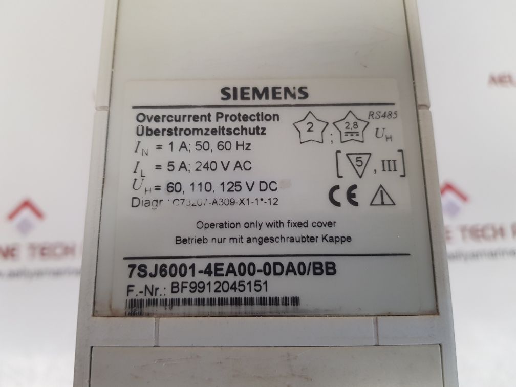 SIEMENS 7SJ6001-4EA00-0DA0/BB OVERCURRENT PROTECTION RELAY MODULE