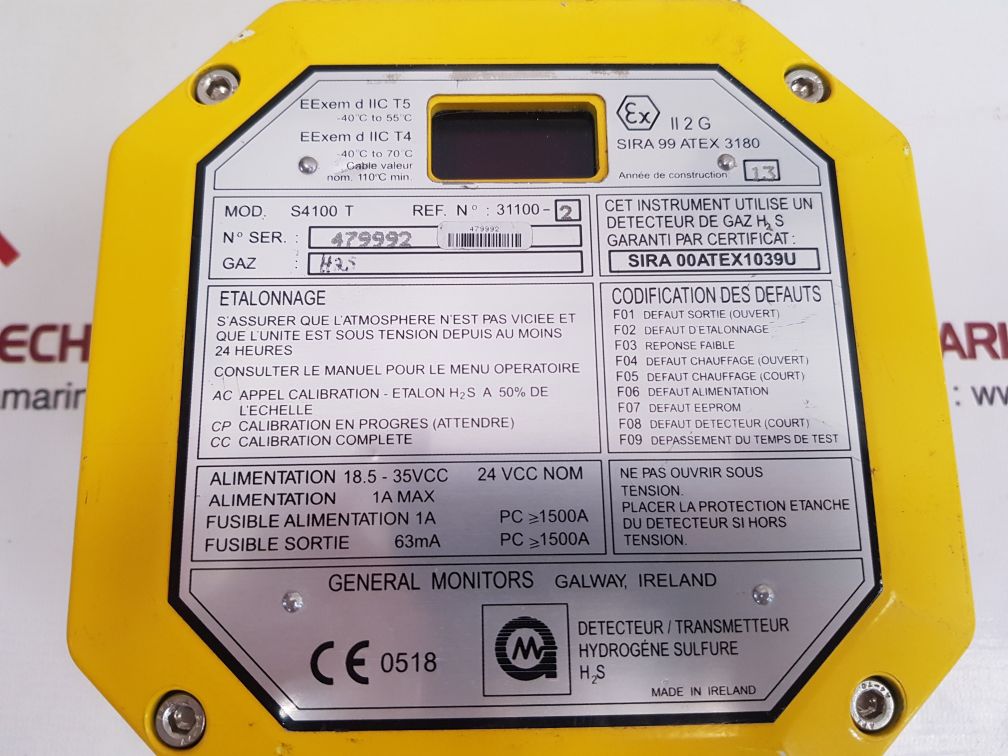 GENERAL MONITORS S4100T H2S GAS DETECTOR