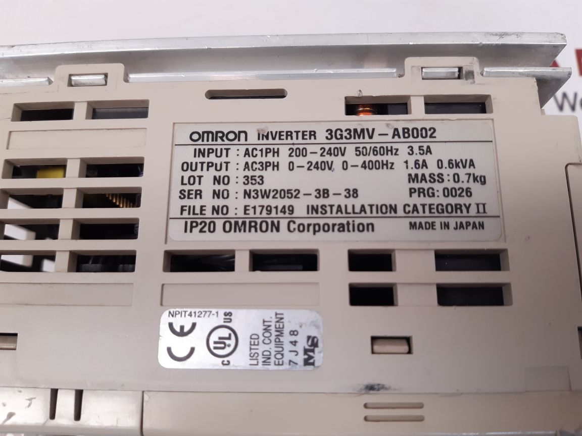 OMRON 3G3MV-AB002 SYSDRIVE INVERTER 200-240V