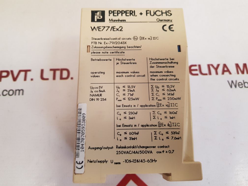 PEPPERL+FUCHS WE77/EX2 ISOLATOR AMPLIFIER SWITCH EX-79/2043X