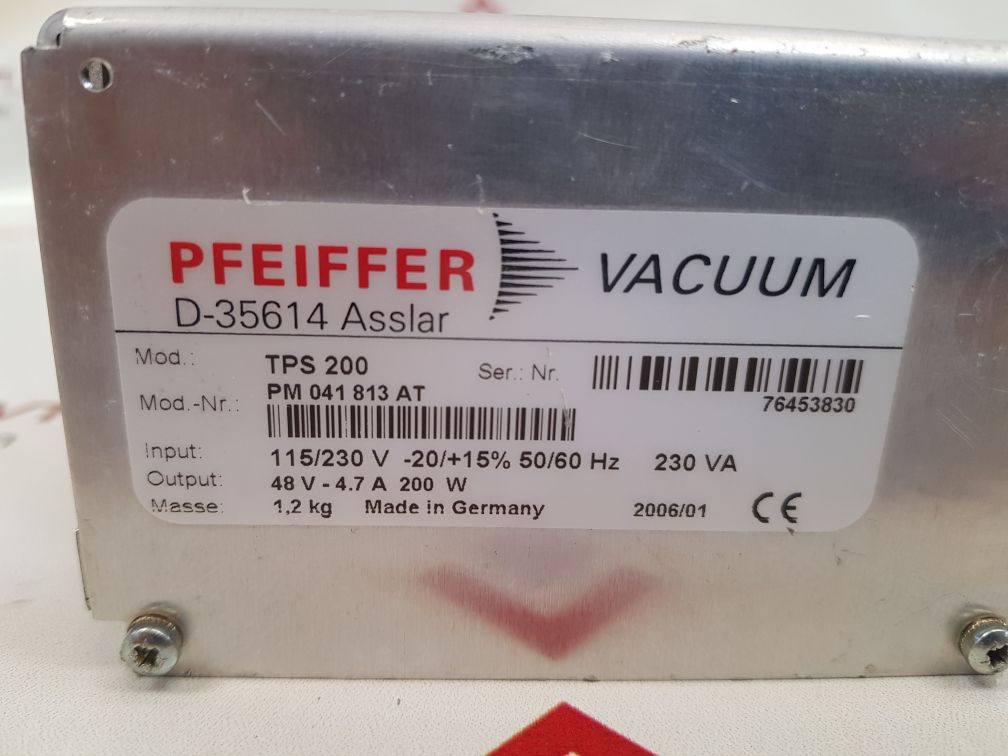 PFEIFFER VACUUM TPS 200 TURBO PUMP POWER SUPPLY