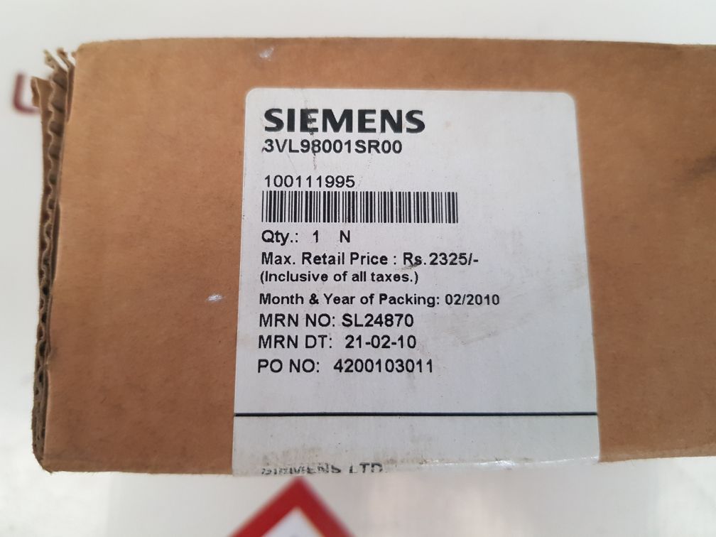 SIEMENS 3VL9800-1SR00 VOLTAGE RELEASE SHUNT RELEASE