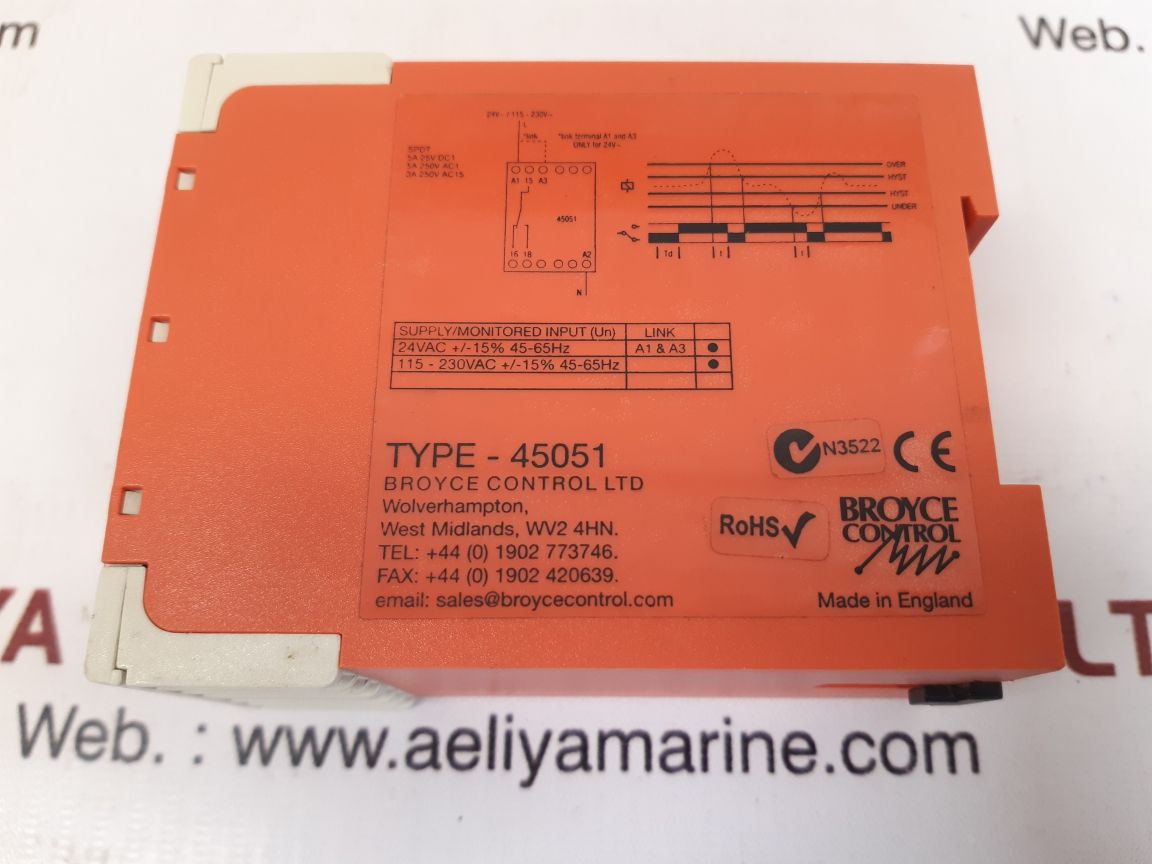 BROYCE CONTROL 45051 COMBINED VOLTAGE RELAY 361-1619