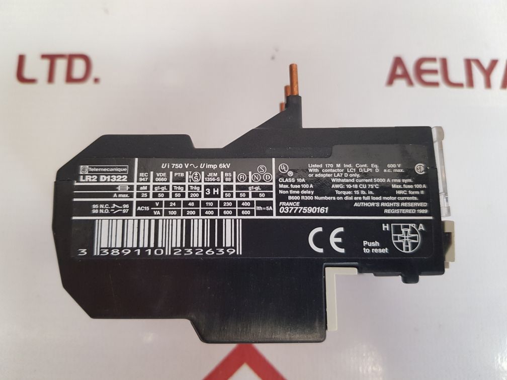 TELEMECANIQUE LR2 D1322 THERMAL RELAY