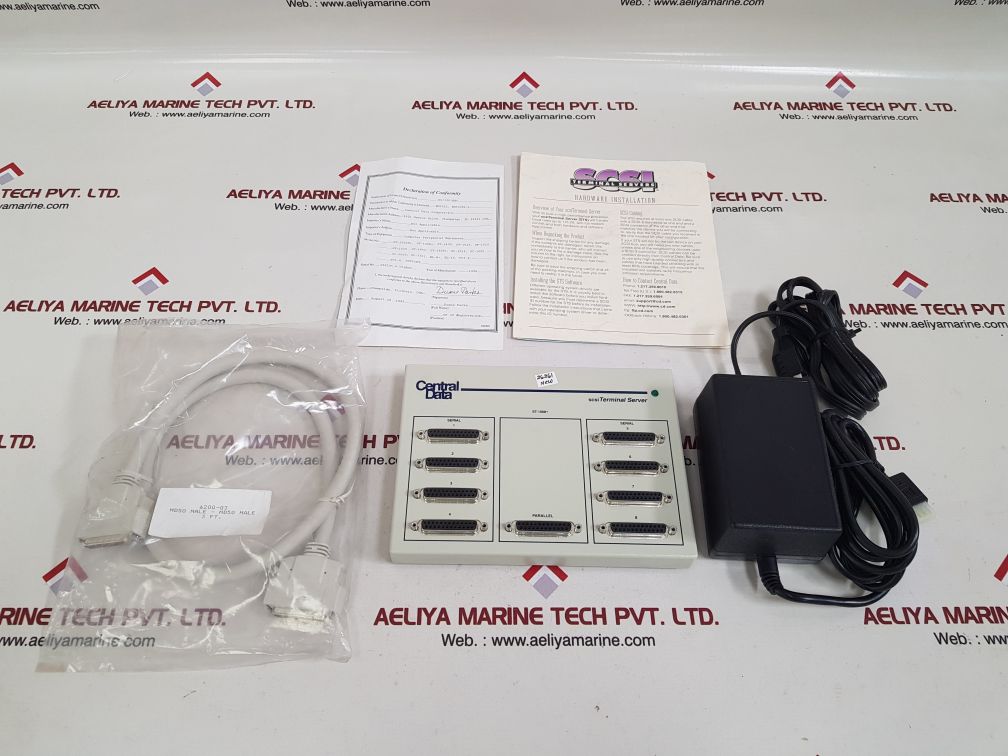 CENTRAL DATA ST-1008+ SCSI TERMINAL SERVER WITH CABLE AND POWER ADAPTER