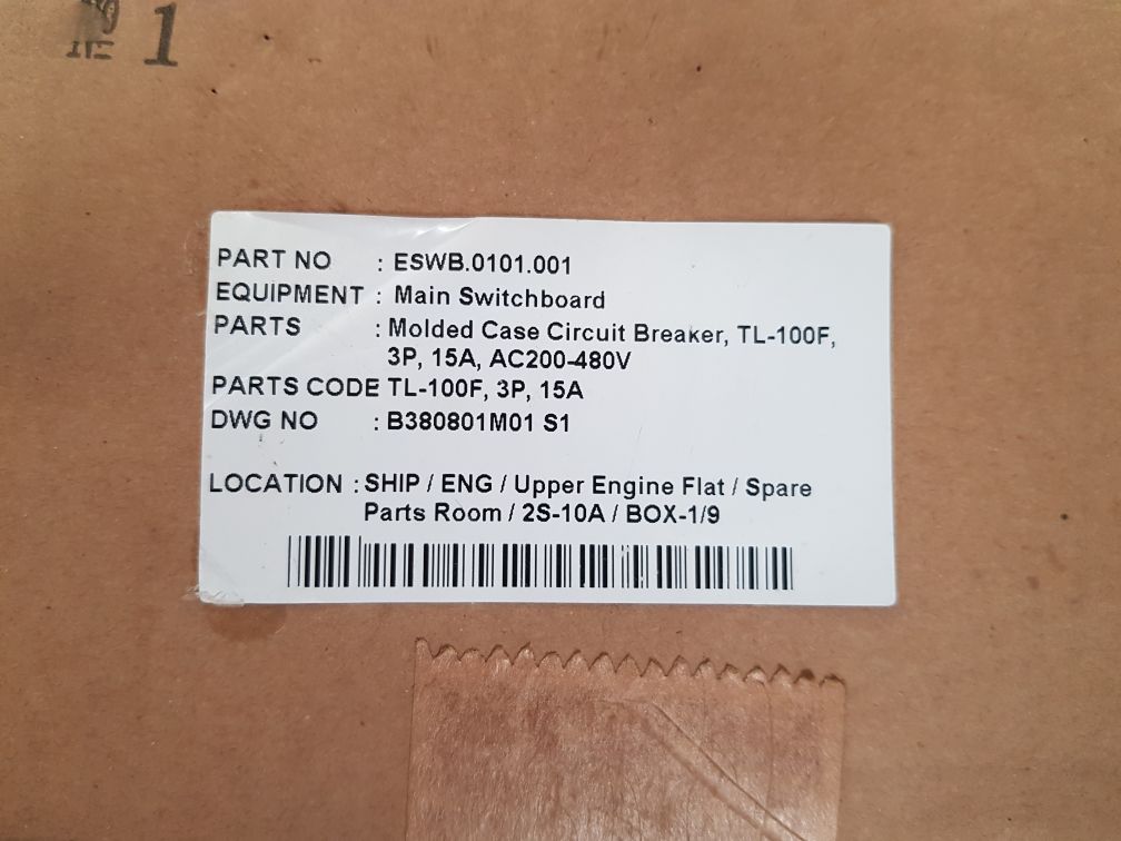 TERASAKI TL-100F 3 POLE CIRCUIT BREAKER 15A