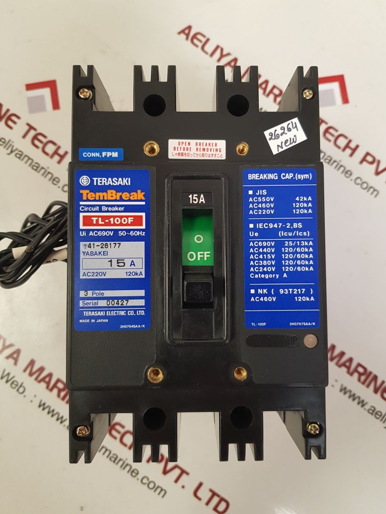 TERASAKI TL-100F 3 POLE CIRCUIT BREAKER ESWB.0201.133