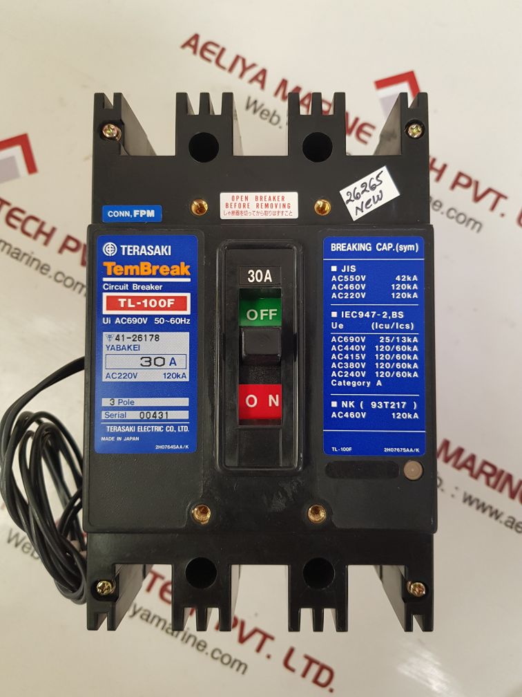 TERASAKI TL-100F 3 POLE CIRCUIT BREAKER 30A