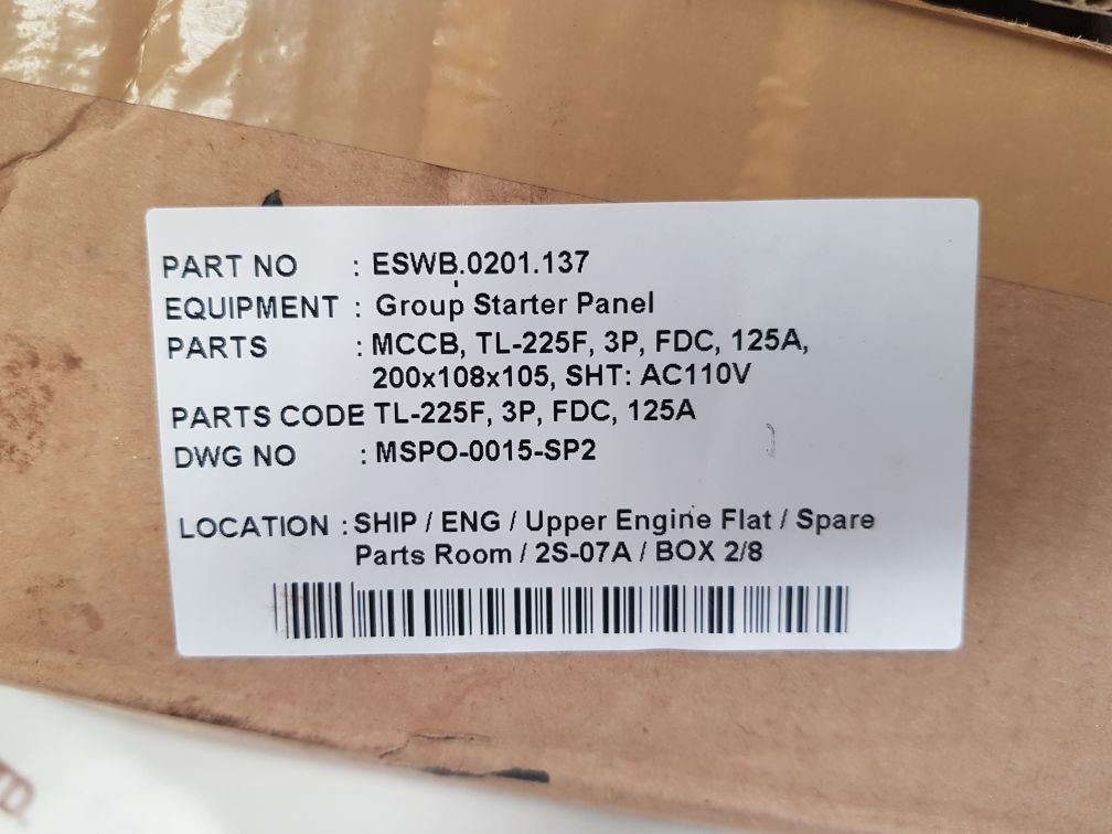 TERASAKI TL-225F 3 POLE CIRCUIT BREAKER 125A