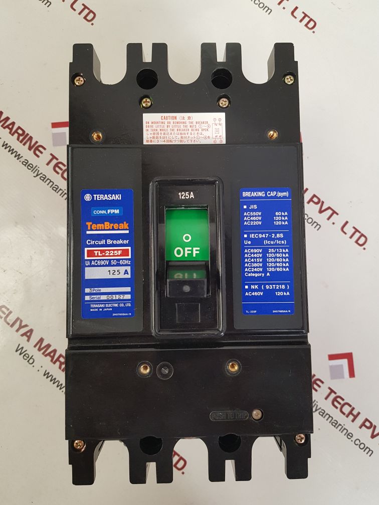 TERASAKI TL-225F 3 POLE CIRCUIT BREAKER 125A