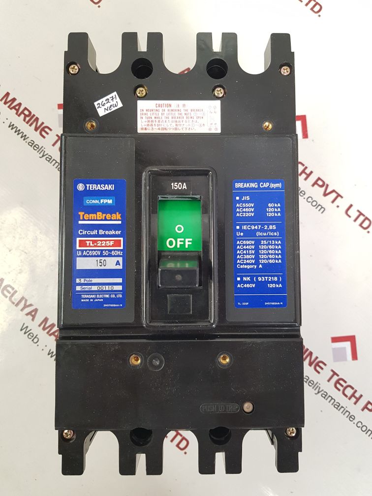 TERASAKI ELECTRIC TL-225F 3 POLE CIRCUIT BREAKER 150A