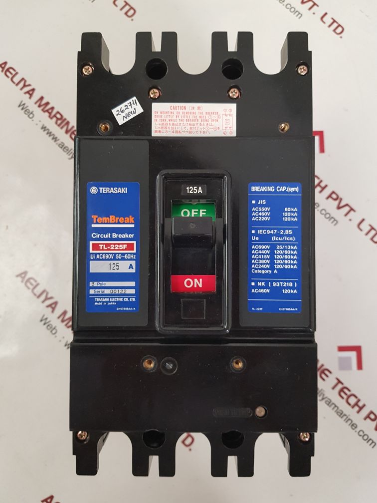 TERASAKI ELECTRIC TL-225F 3 POLE CIRCUIT BREAKER 125A