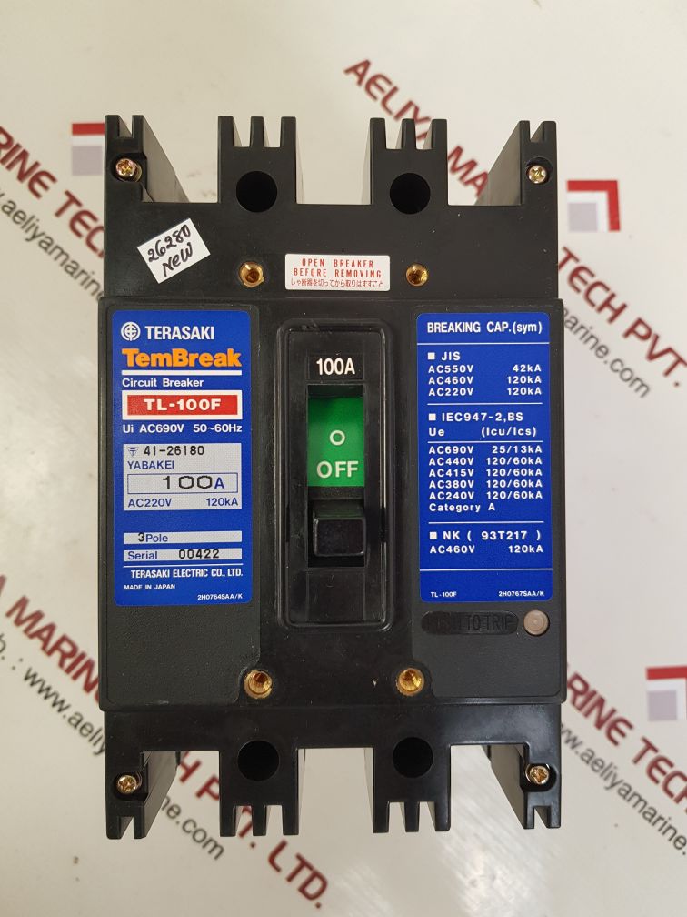 TERASAKI TL-100F 3 POLE CIRCUIT BREAKER 100A