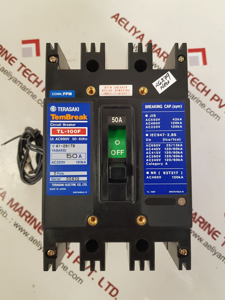 TERASAKI TL-100F 3 POLE CIRCUIT BREAKER 50A