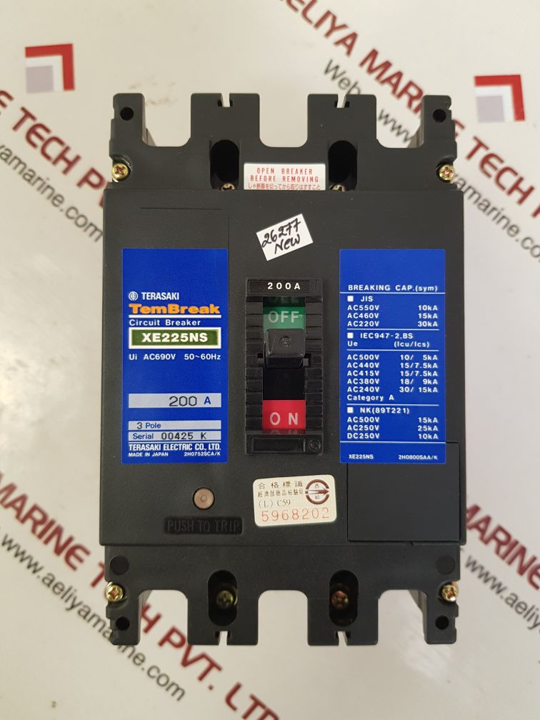 TERASAKI XE225NS 3 POLE CIRCUIT BREAKER 200A