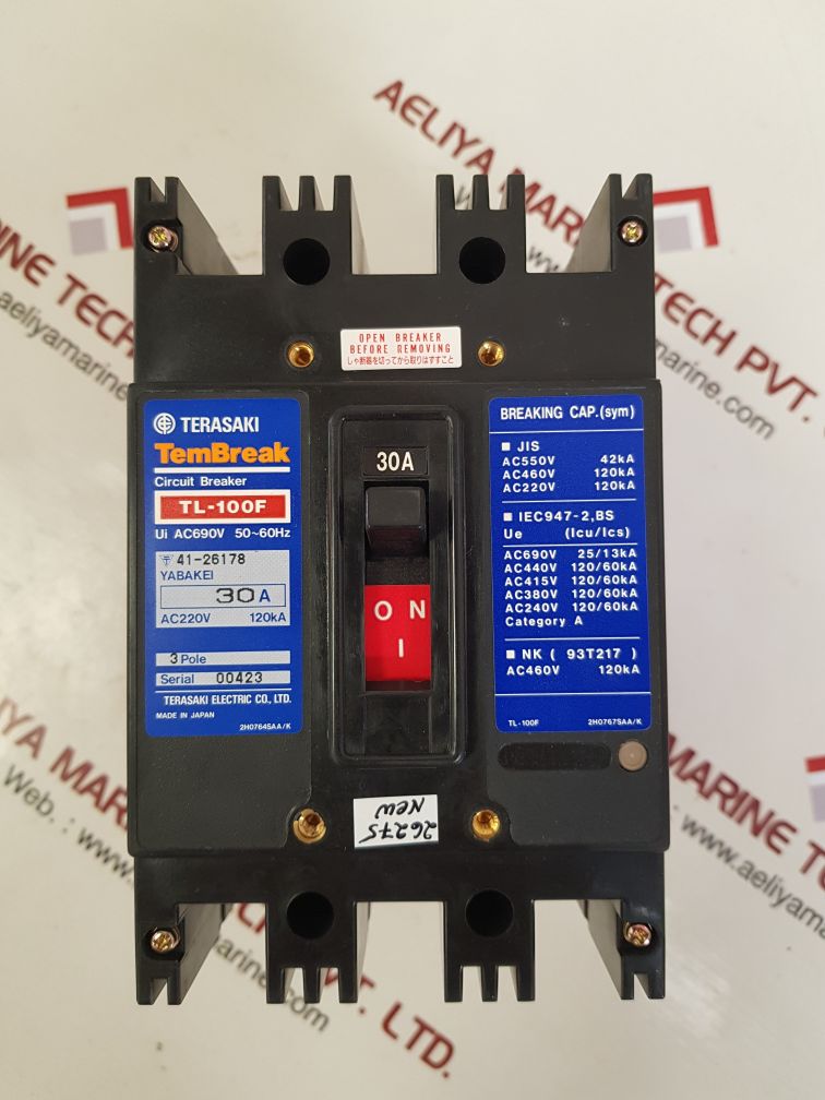 TERASAKI TL-100F 3 POLE CURRENT LIMITING CIRCUIT BREAKER 30A