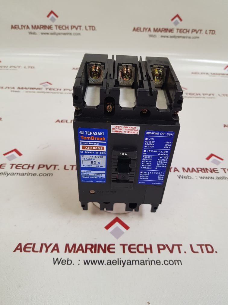 TERASAKI ELECTRIC XH100NS 3 POLE CIRCUIT BREAKER 50A