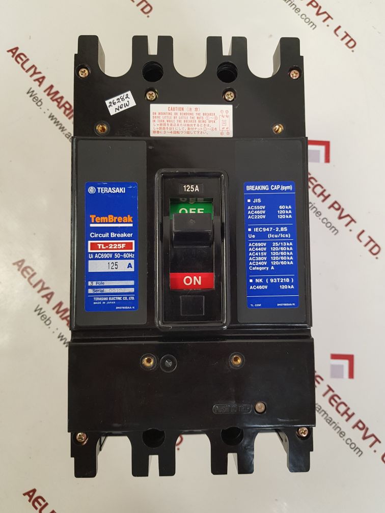 TERASAKI TL-225F 3 POLE CIRCUIT BREAKER 125A