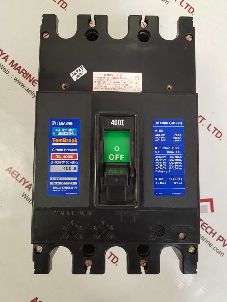 TERASAKI ELECTRIC TL-400E 3 POLE CIRCUIT BREAKER 400A