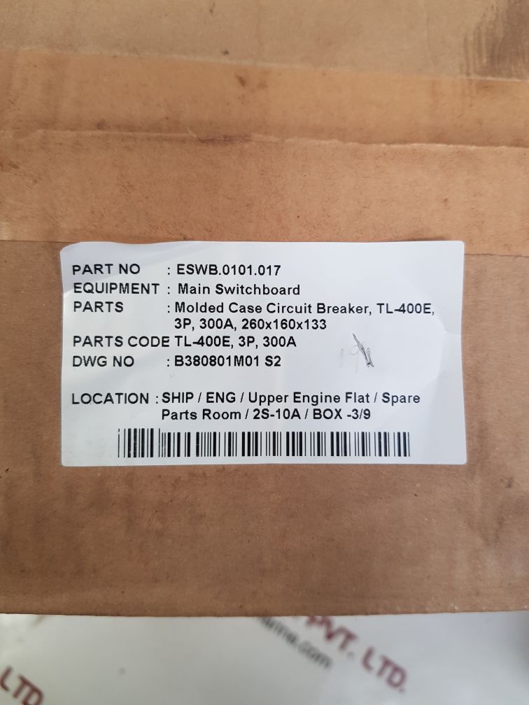 TERASAKI ELECTRIC TL-400E 3 POLE CIRCUIT BREAKER 300A