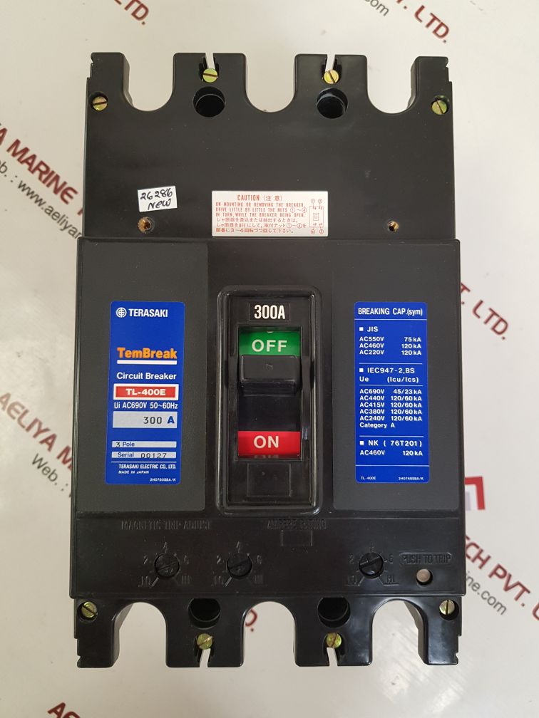 TERASAKI ELECTRIC TL-400E 3 POLE CIRCUIT BREAKER 300A