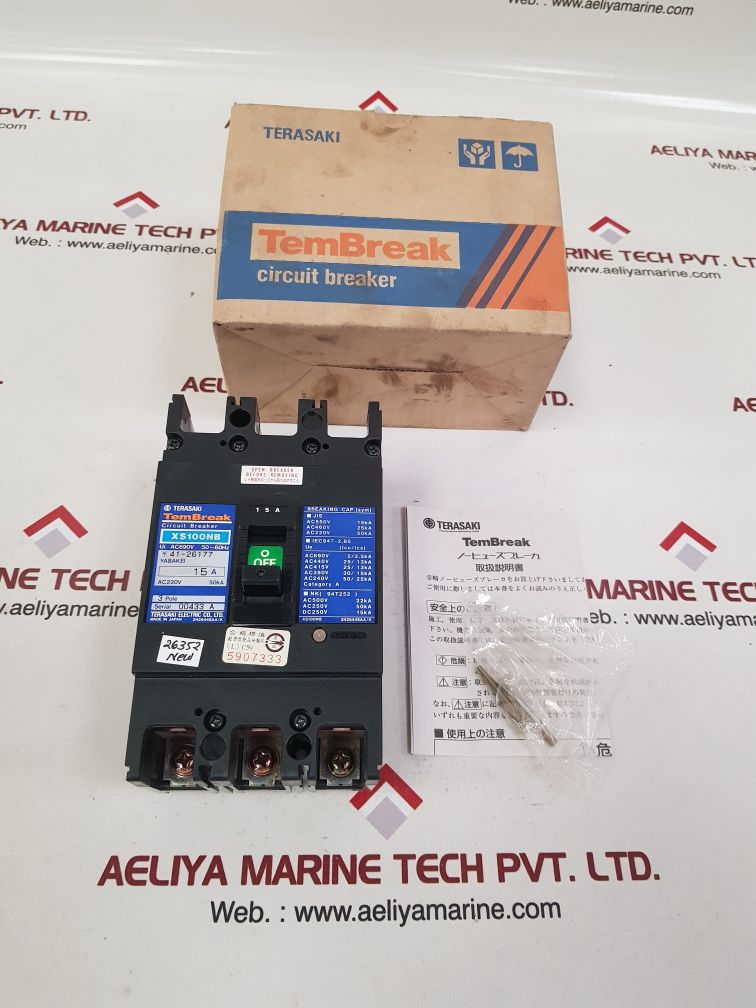 TERASAKI XS100NB 3 POLE CIRCUIT BREAKER 15A