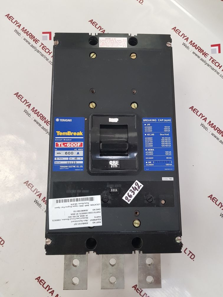 TERASAKI TL-600F 3 POLE CIRCUIT BREAKER 600A