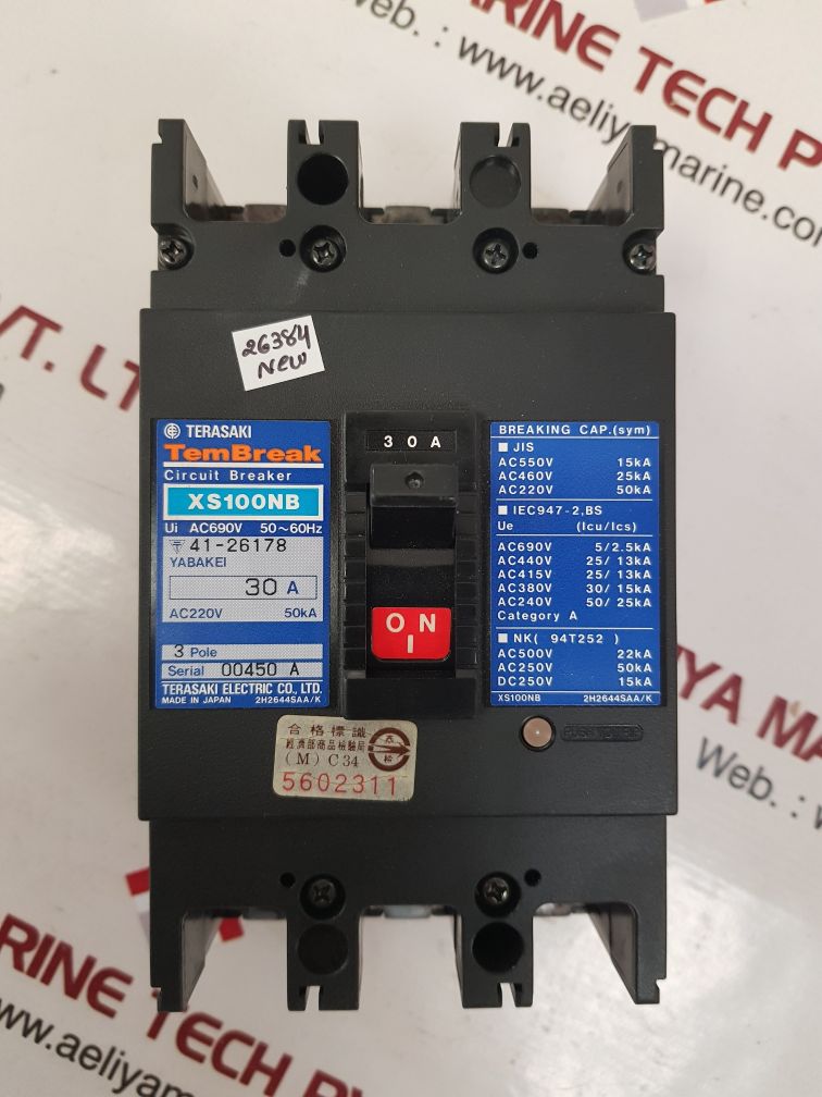 TERASAKI ELECTRIC XS100NB 3 POLE CIRCUIT BREAKER 30A