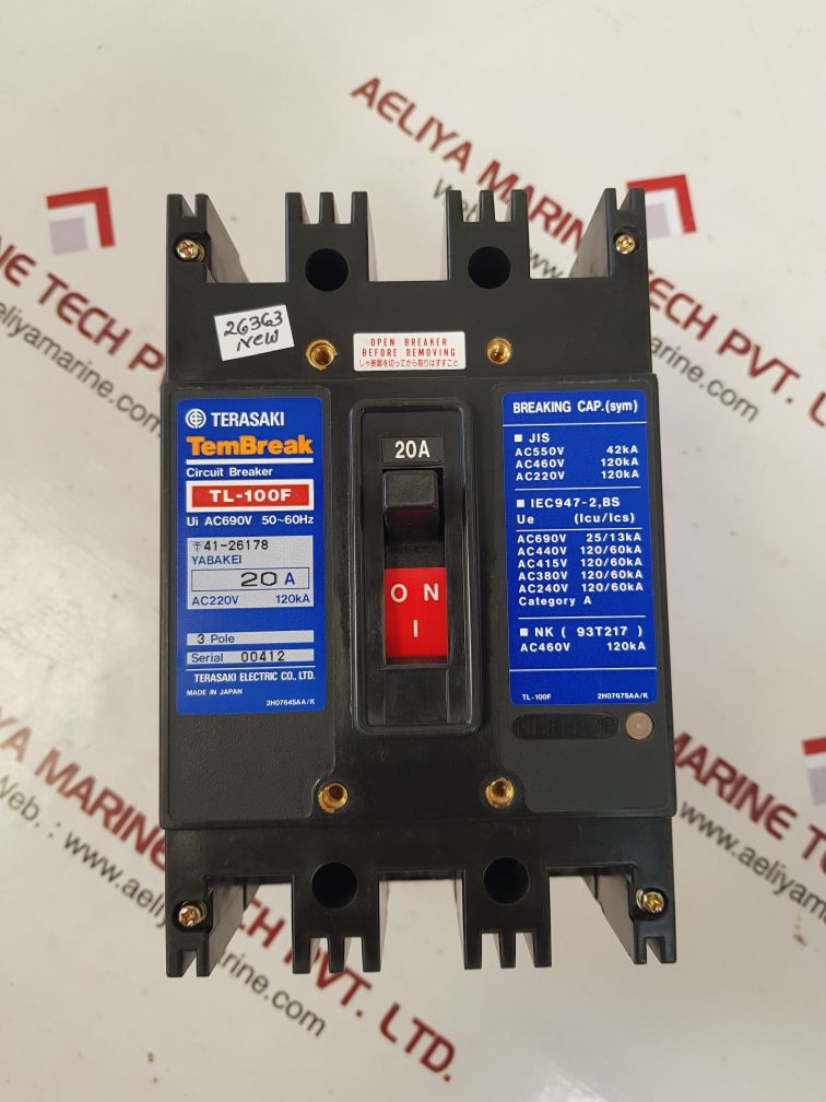 TERASAKI ELECTRIC TL-100F 3POLE CIRCUIT BREAKER 20A