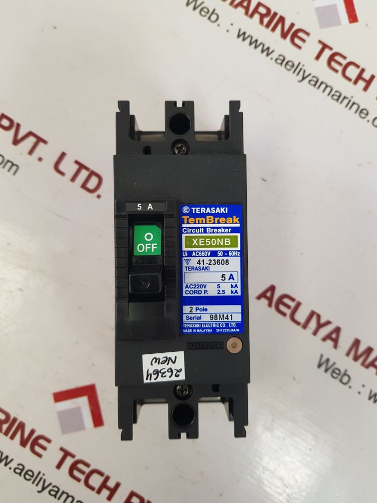 TERASAKI ELECTRIC XE50NB 2 POLE CIRCUIT BREAKER 5A