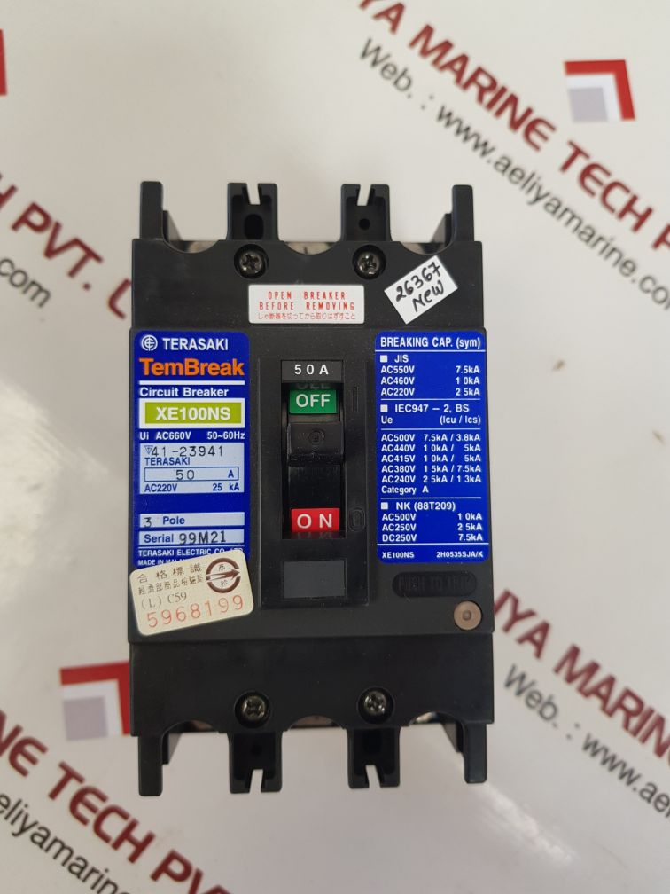 TERASAKI ELECTRIC XE100NS 3 POLE CIRCUIT BREAKER 50A