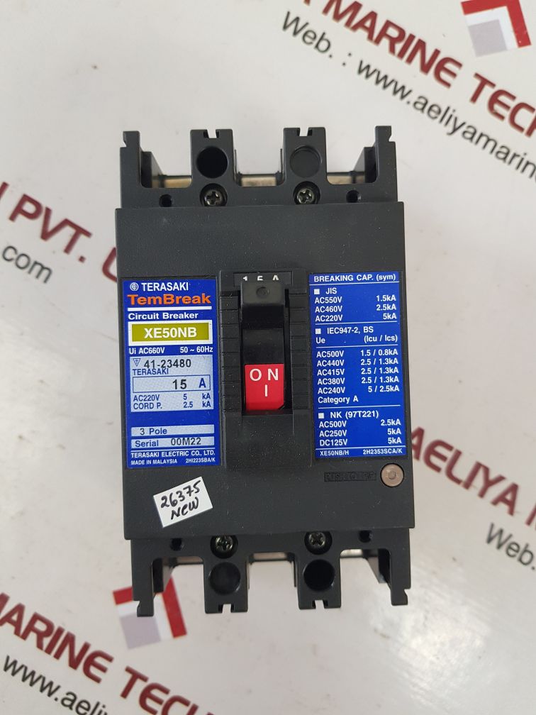 TERASAKI ELECTRIC XE50NB 3 POLE CIRCUIT BREAKER 15A