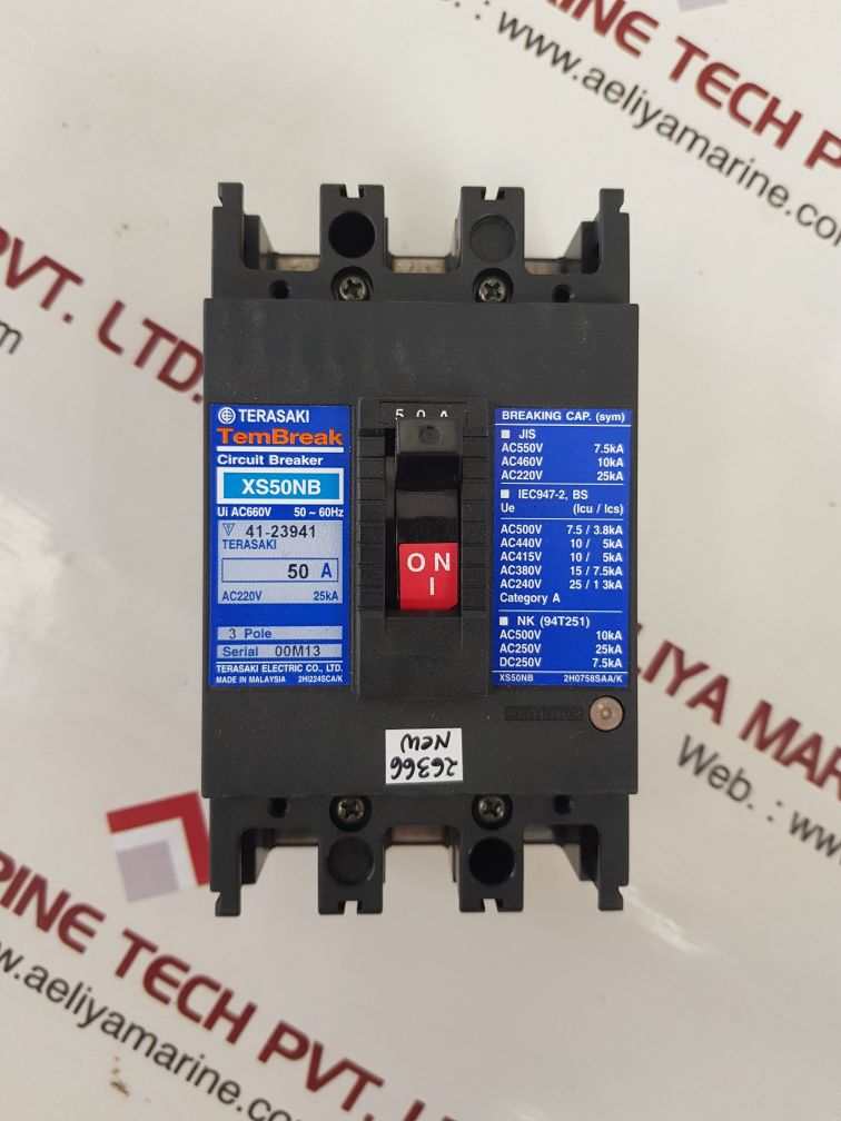 TERASAKI ELECTRIC XS50NB 3 POLE CIRCUIT BREAKER 50A