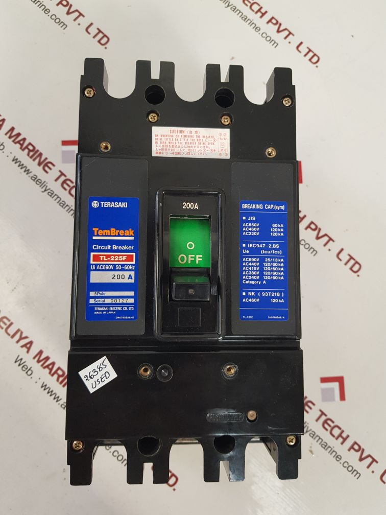 TERASAKI ELECTRIC TL-225F 3 POLE CIRCUIT BREAKER 200A