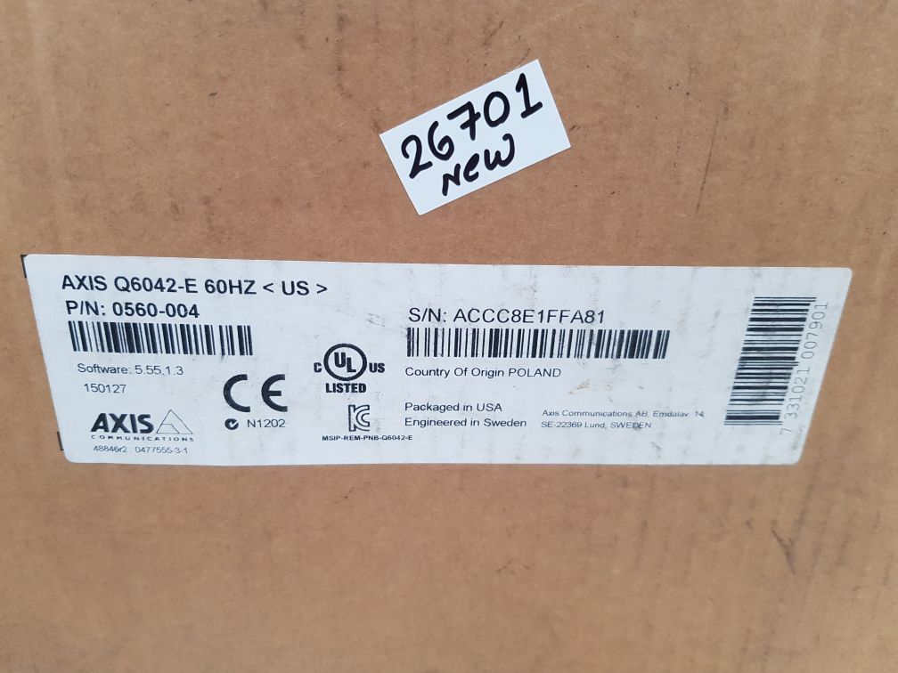 AXIS COMMUNICATIONS AXIS Q6042-E 60HZ NETWORK CAMERA