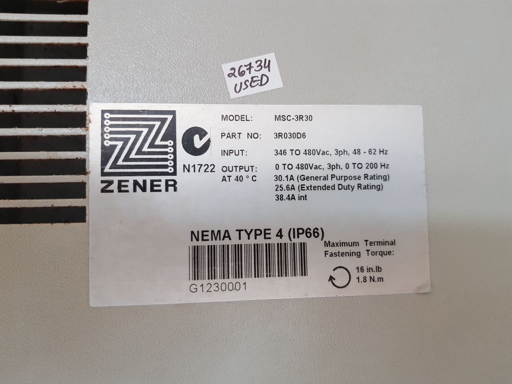 ZENER MSC-3R30 AC DRIVE 3R030D6
