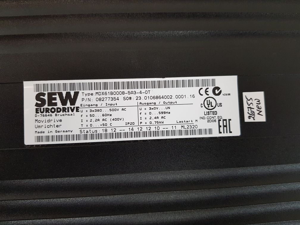 SEW MDX61B0008-5A3-4-0T DRIVE INVERTER 08277354