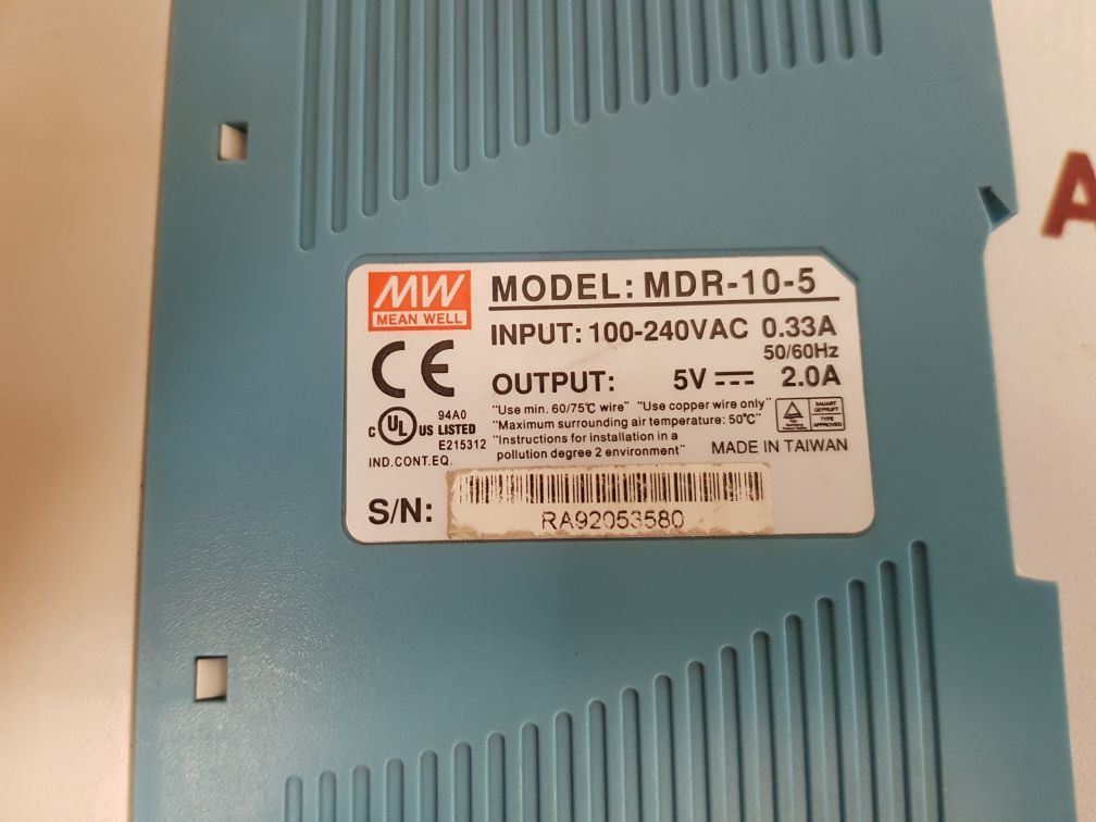 MEAN WELL MDR-10-5 DIN RAIL POWER SUPPLY