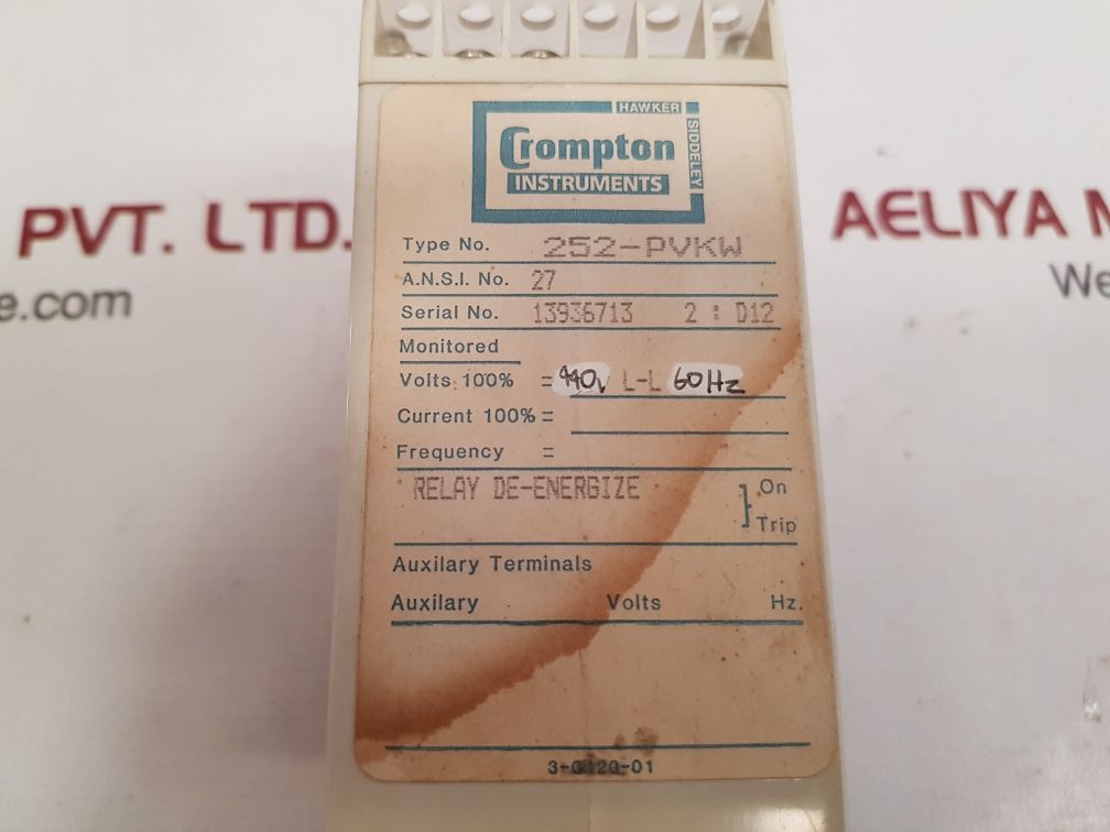 CROMPTON INSTRUMENTS 252-PVKW PROTECTOR RELAY