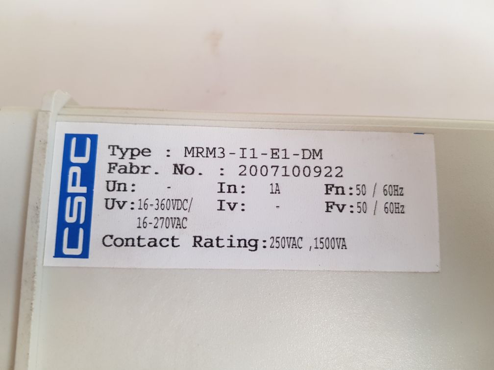 CSPC MRM3-I1-E1-DM AC VOLTAGE RELAY