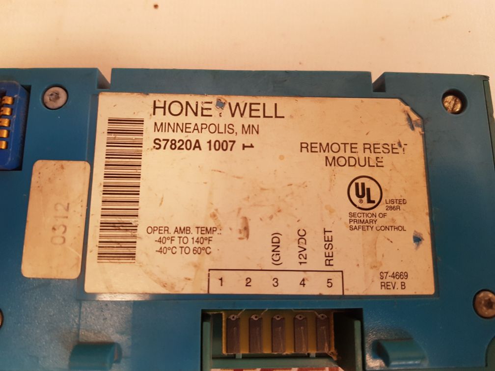 HONEYWELL S7820A 1007 REMOTE RESET MODULE