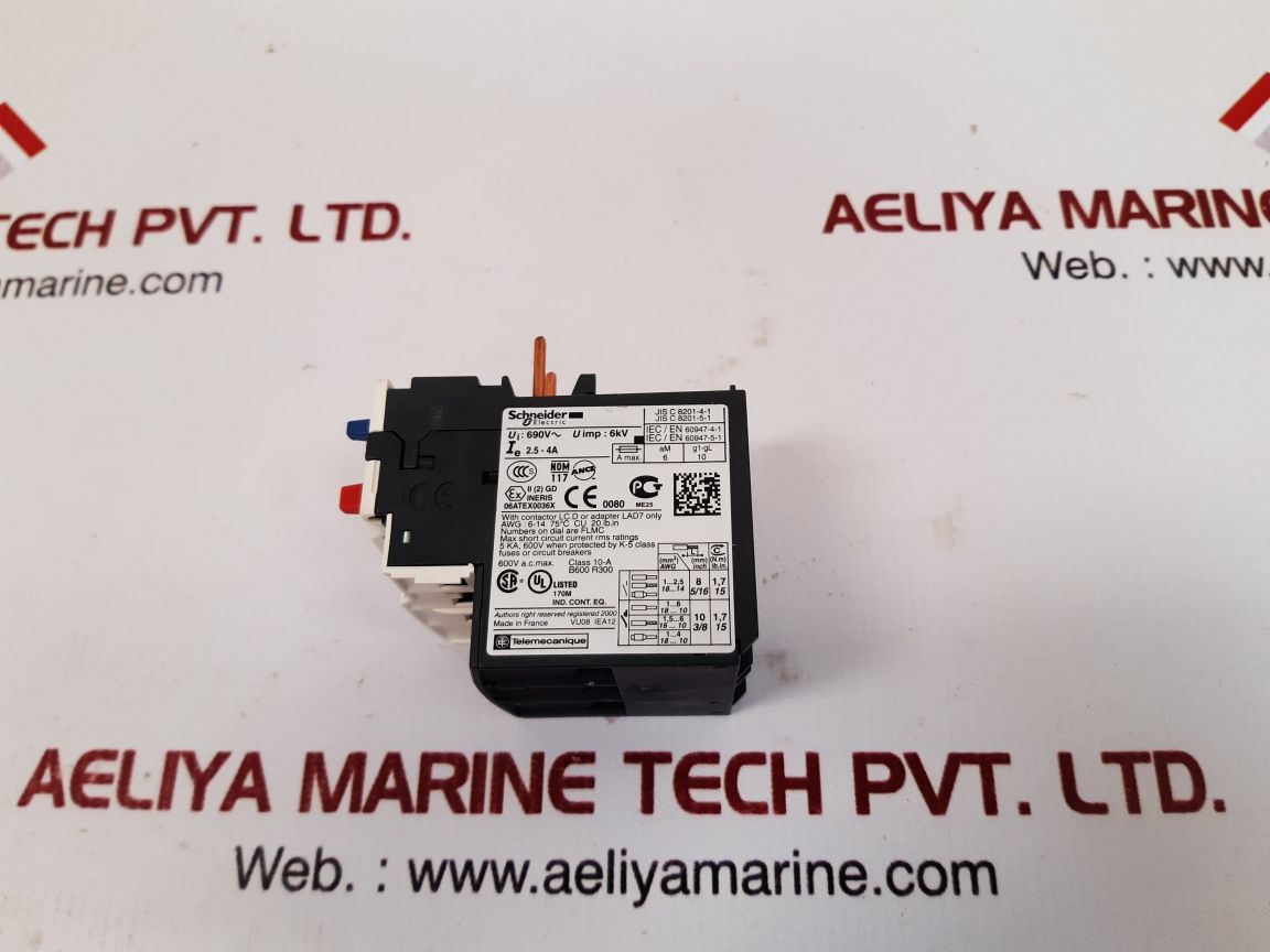 SCHNEIDER ELECTRIC LRD 08 THERMAL OVERLOAD RELAY 2.5-4A