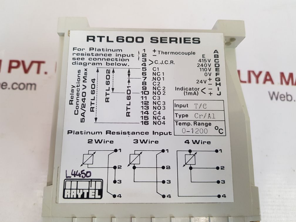 RAYTEL RTL601 CR/A1 TEMPERATURE CONTROLLER 0-1200'C