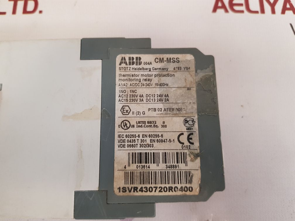 ABB CM-MSS THERMISTOR MOTOR PROTECTION MONITORING RELAY 1SVR430720R0400