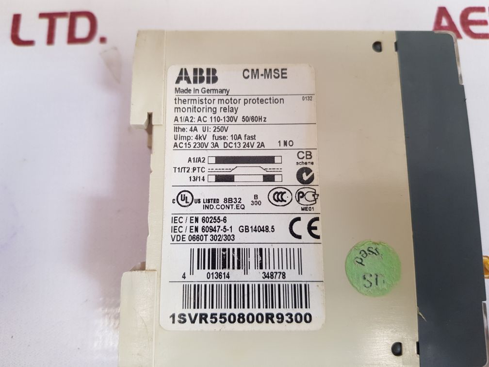 ABB CM-MSE THERMISTOR MOTOR PROTECTION MONITORING RELAY 1SVR550800R9300